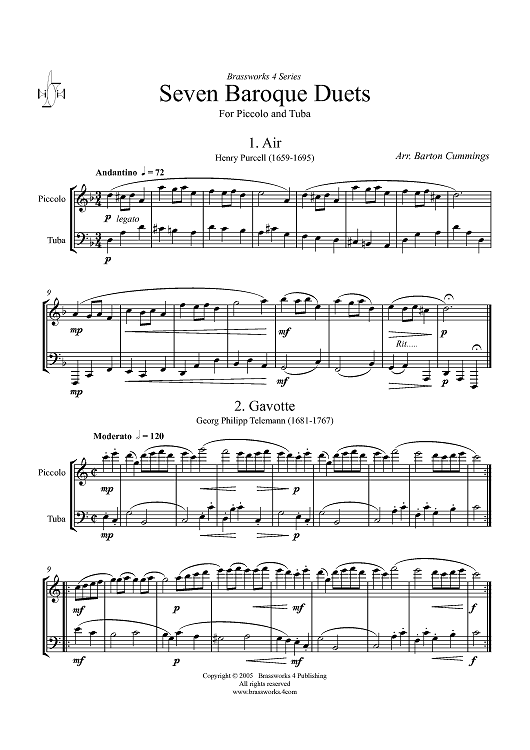 7 Baroque Duets - For Piccolo and Tuba