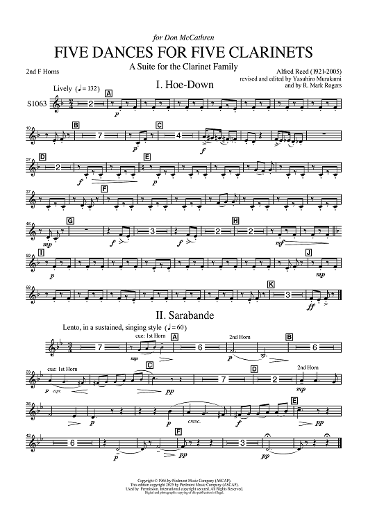 Five Dances for Five Clarinets - 2nd F Horns