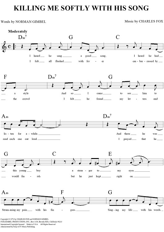 Killing Me Softly With His Song Killing Me Softly With His Song