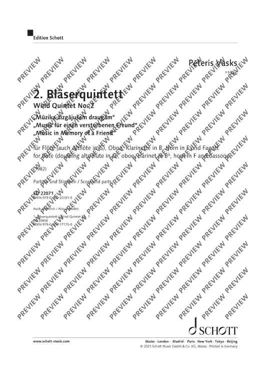 Wind Quintet No. 2 - Score and Parts