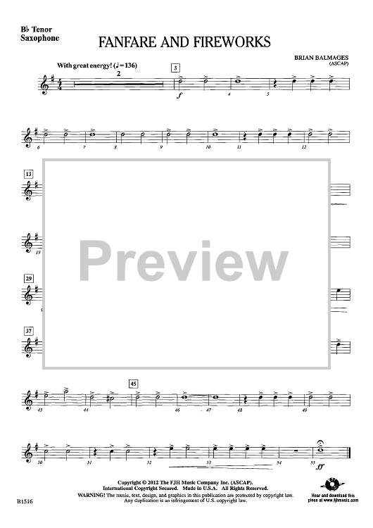 Fanfare and Fireworks - Bb Tenor Sax
