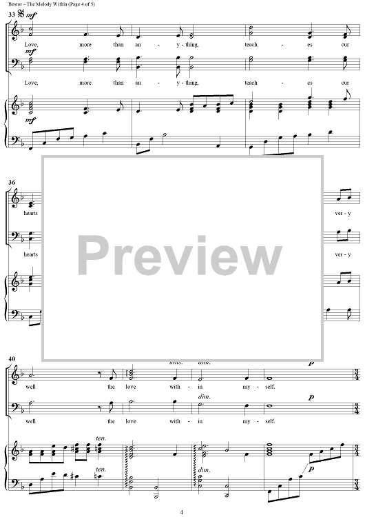 The Melody Within" Sheet Music for SATB Choral Octavo/Piano - Sheet Music Now