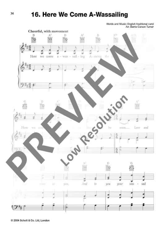 Here We Come A-Wassailing in D major