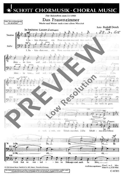 Das Frauenzimmer - Choral Score