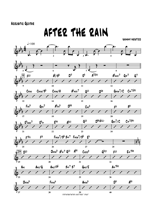 ＢＢ楽譜「AFTER THE RAIN」SAMMY NESTICO（絶版） After the Rain - Guitar