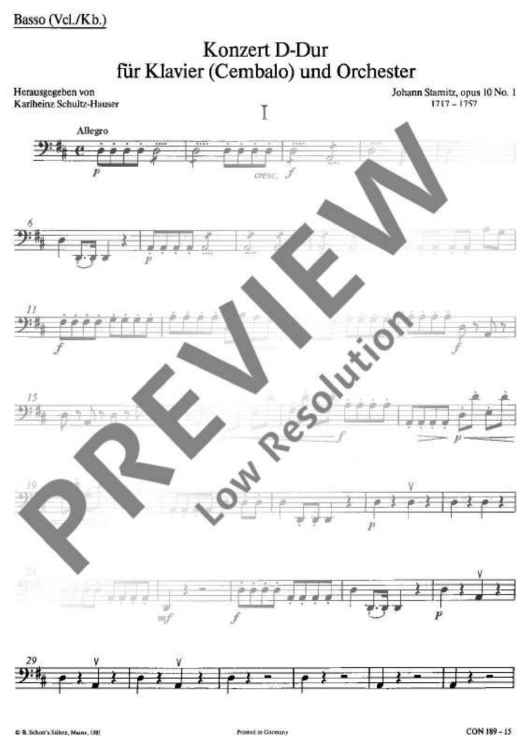 Concert D major - Violoncello/double Bass