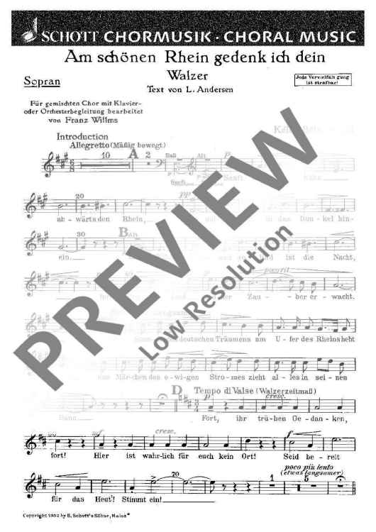 Am schönen Rhein gedenk ich dein - Soprano