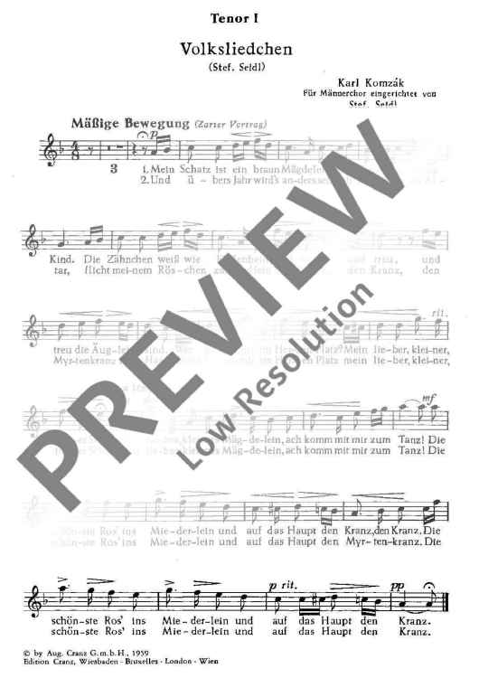 Volksliedchen - Tenor I