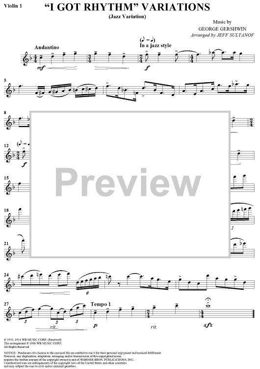 I Got Rhythm (Variations) - Violin 1