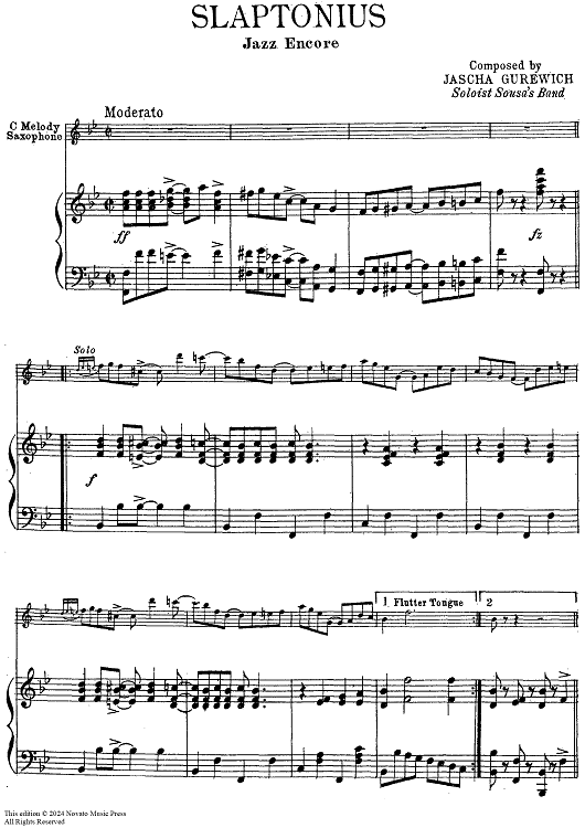 Slaptonius - Jazz Encore - Piano Accompaniment