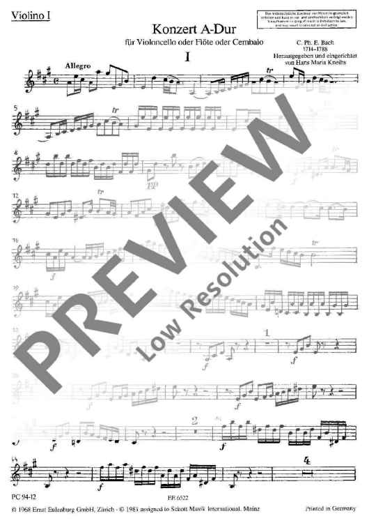 Concerto A Major - Violin I