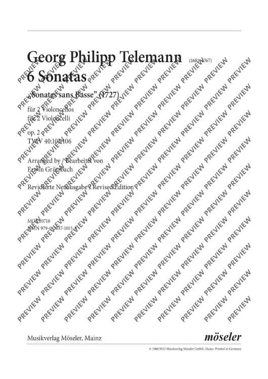 Six Sonatas - Performing Score