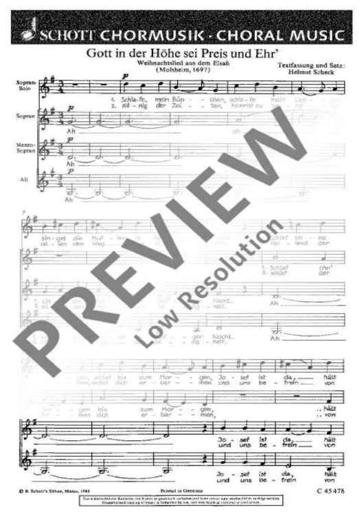 Gott in der Höhe sei Preis und Ehr' - Choral Score
