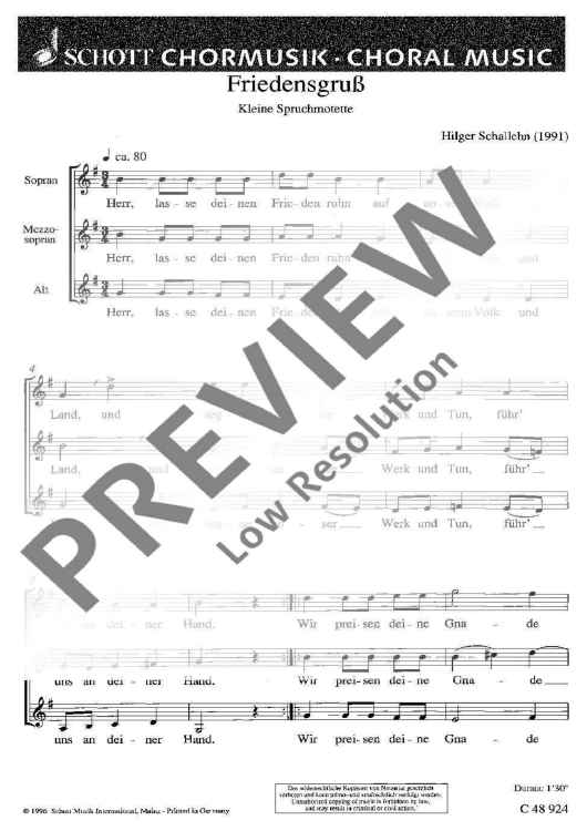 Friedensgruß - Choral Score