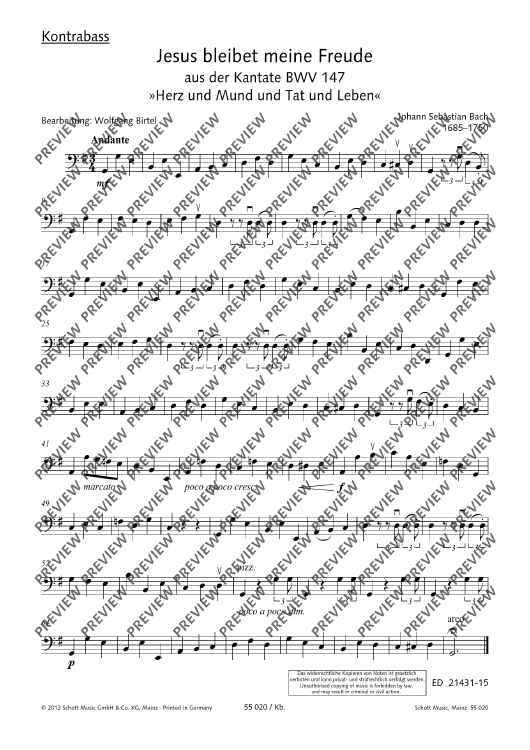 Jesu, Joy of Man's Desiring - Double Bass