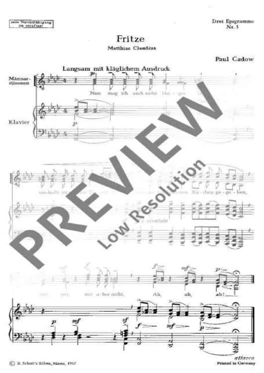 Drei Epigramme - Score