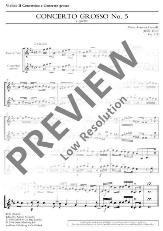 Concerto Grosso in D major - Violin II