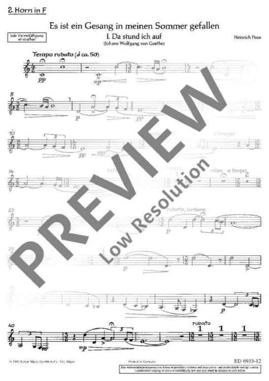 Es ist ein Gesang in meinen Sommer gefallen - Harp