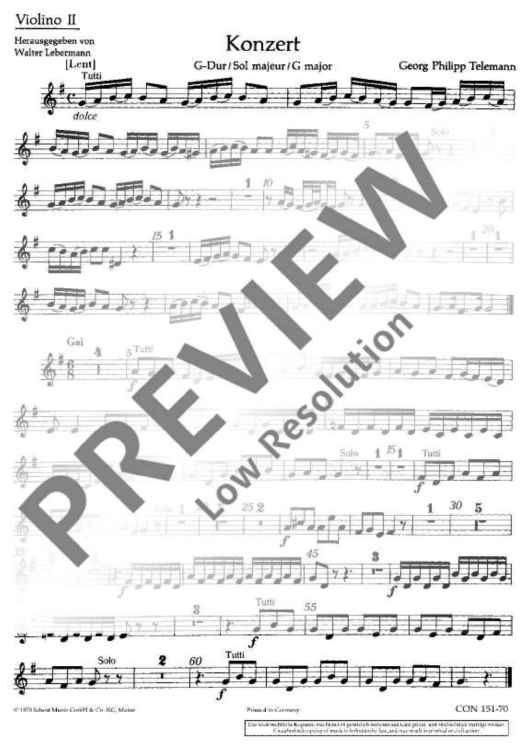 Concerto G Major - Violin Ii Rip.