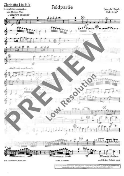 Feldpartie in G minor - Clarinet I