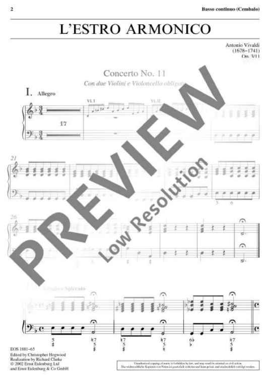 L'Estro Armonico in D minor - Basso Continuo