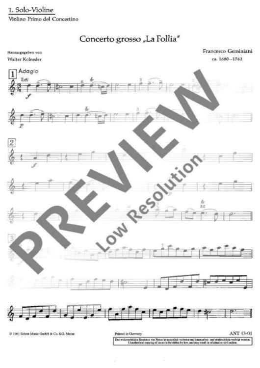 Concerto Grosso - Violin I Solo