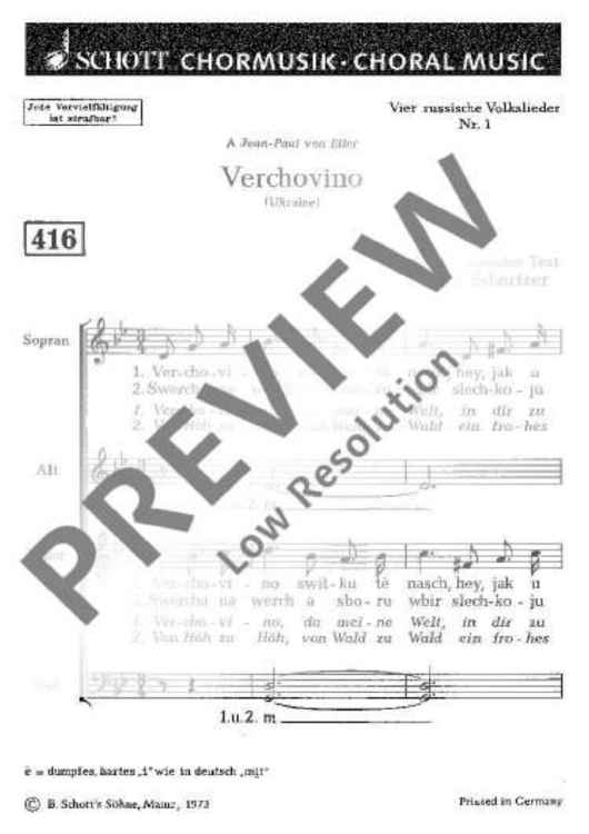 Vier russische Volkslieder - Choral Score