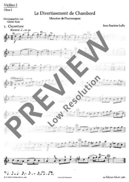 Le Divertissement de Chambord - Violin I (oboe I)