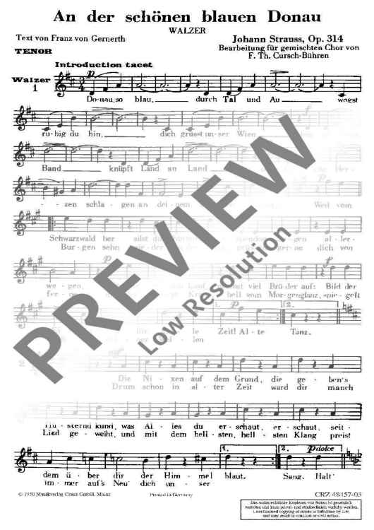 An der schönen blauen Donau - Tenor