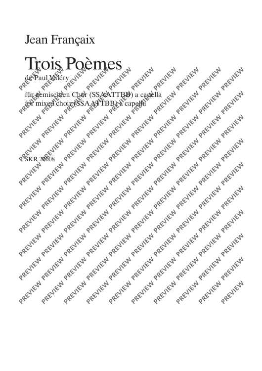 Trois Poèmes de Paul Valéry - Choral Score