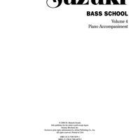 Suzuki Bass School, Volume 4 - Piano Accompaniment