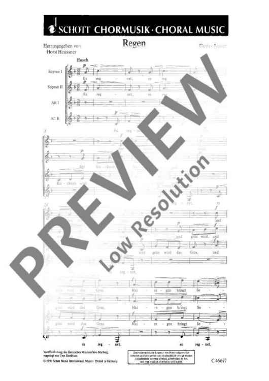 Regen / Nach dem Regen - Choral Score