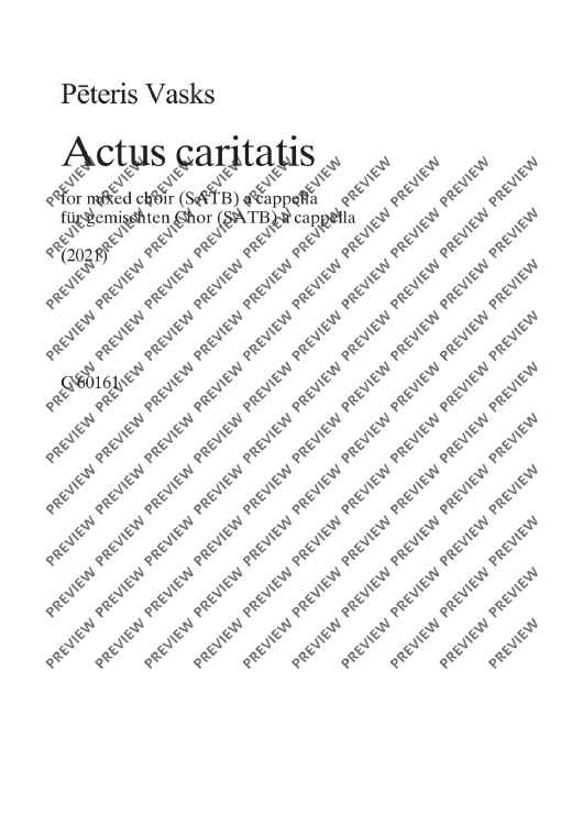 Actus caritatis - Choral Score