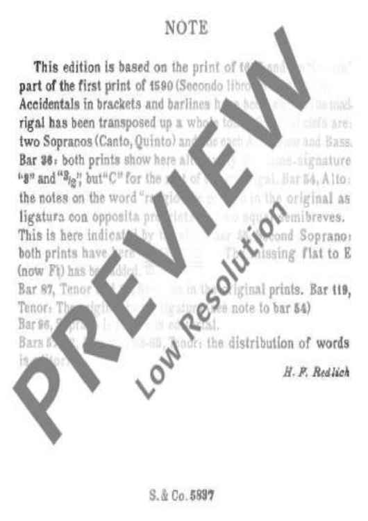 Madrigale - Choral Score