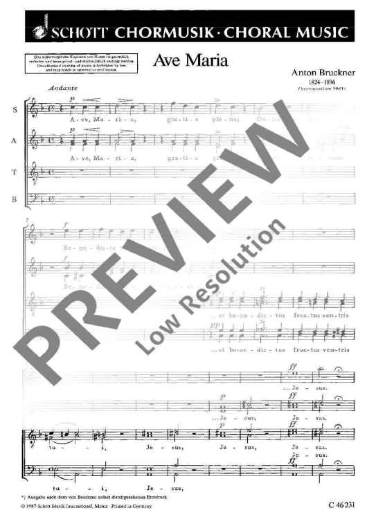 Ave Maria - Choral Score