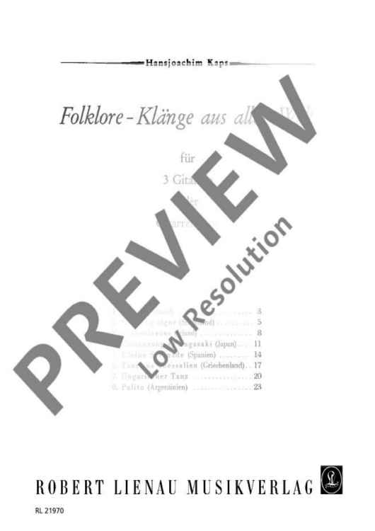 Folkloristic Tunes from All Over the World - Performing Score