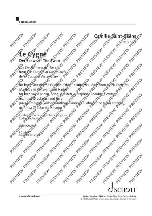 Le cygne (The Swan) - Score and Parts