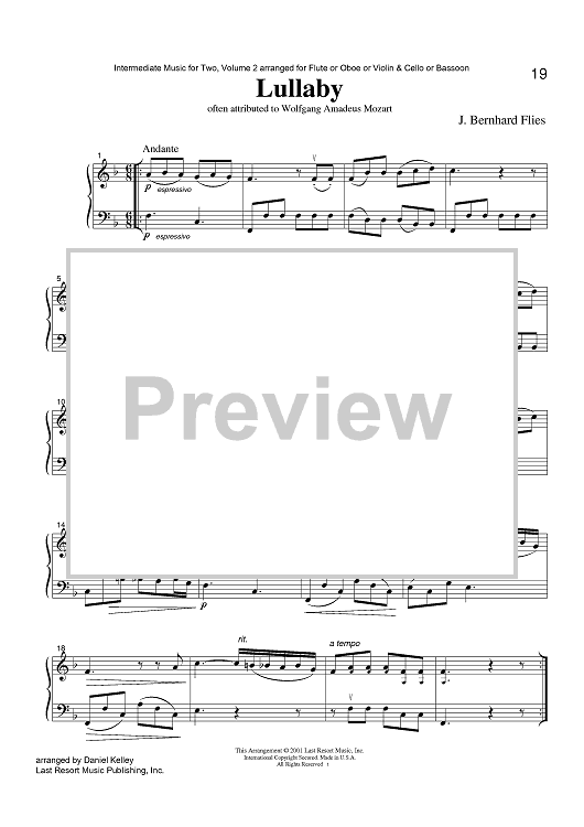 Lullaby - often attributed to Wolfgang Amadeus Mozart