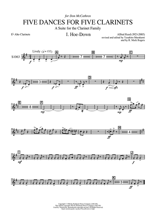 Five Dances for Five Clarinets - Eb Alto Clarinets