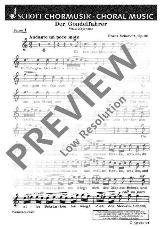 Der Gondelfahrer - Tenor I