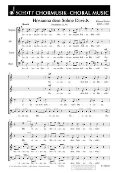 Hosianna dem Sohne Davids - Choral Score