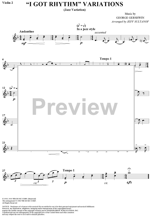 I Got Rhythm (Variations) - Violin 2