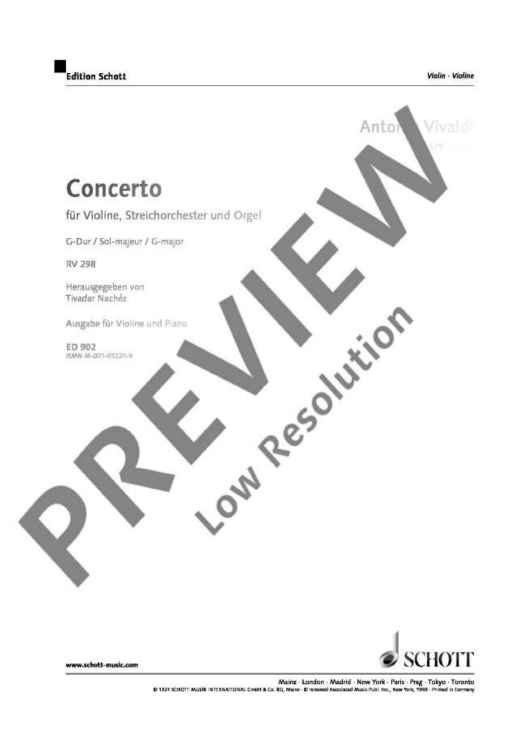 Concerto in G Major - Piano Score and Solo Part