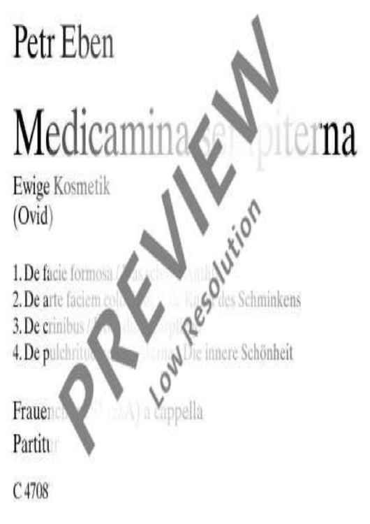 Medicamina sempiterna - Ewige Kosmetik - Choral Score