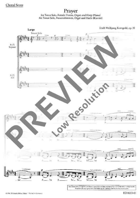 Prayer - Choral Score