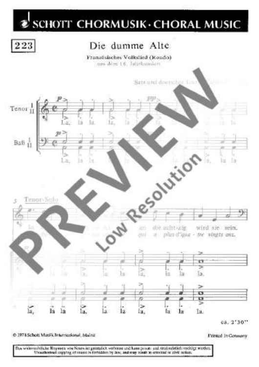 Die dumme Alte - Choral Score