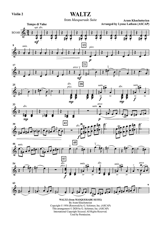 Waltz from Masquerade Suite - Violin 2