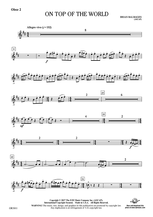 On Top of the World - Oboe 2