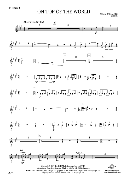 On Top of the World - F Horn 2