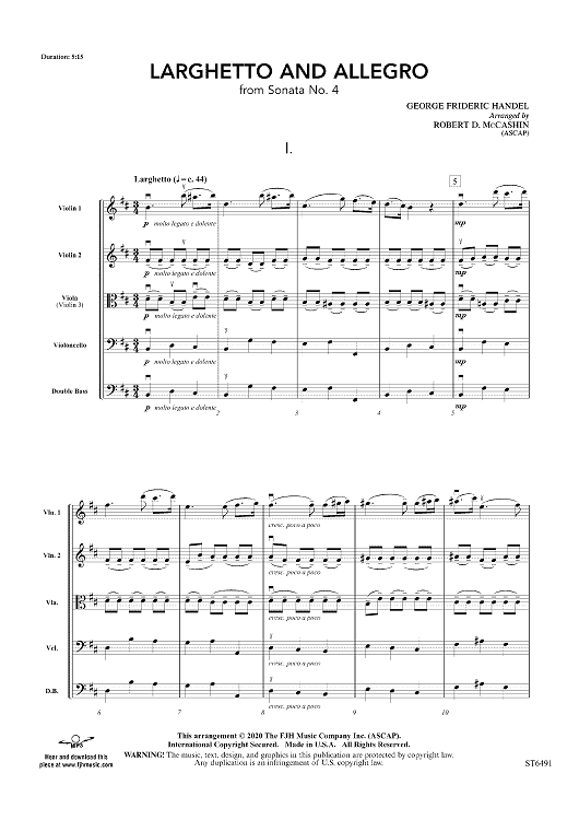 Larghetto and Allegro from Sonata No. 4 - Score